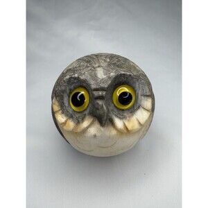 Vintage Hand Carved Alabaster Owl 4" Paperweight Glass Eyes Made in Italy